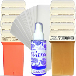 Pack of 10pcs 50ml roll on wax+ 100pcs strips+ after wax oil. PINK or HONEY