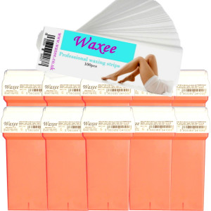 Pack of 10pcs 50ml roll on wax+ 100pcs strips. PINK or HONEY