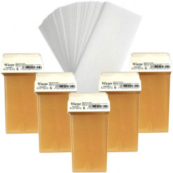 Pack of 5pcs 50ml roll on wax+ 50pcs strips. PINK or HONEY
