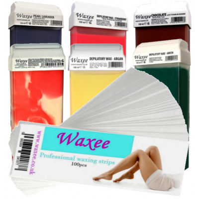6 x 100ml roll on hair removal wax + waxing strips